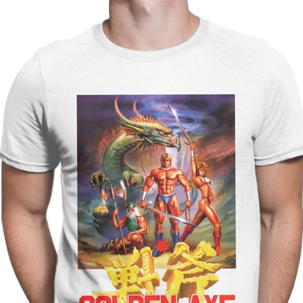 Golden Axe Streets Of Rage T-Shirt für Herren Reines Baumwoll-Vintage-T-Shirt Retro Axel Blaze Kampfspiel-T-Shirts