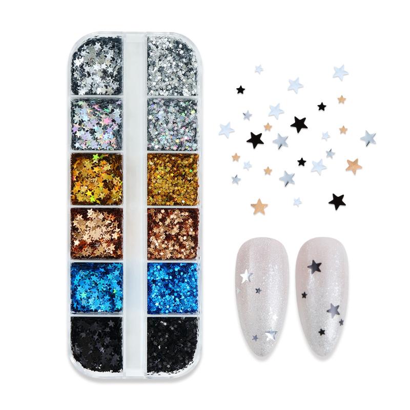 Mini Sparkling Heart Nail Glitter Sparkling Pentagram Nail Decoration Nail Salon Design Cute Accessories Diy Nail Art Design