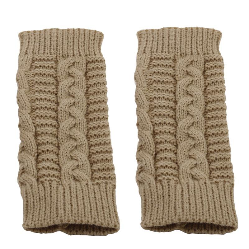Women Winter Warm Fashion Knitted Arm Fingerless Gloves Outdoor Soft Touchscreen Mittens
