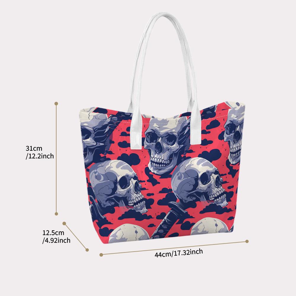 Gothic Skull Pattern Tote Bag for Daily Use