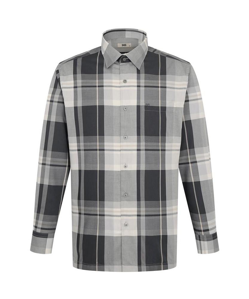 DAKS SHIRTS Cotton Blend Big Check Shirt Regular Fit Gray_Dla2Shcl442G1