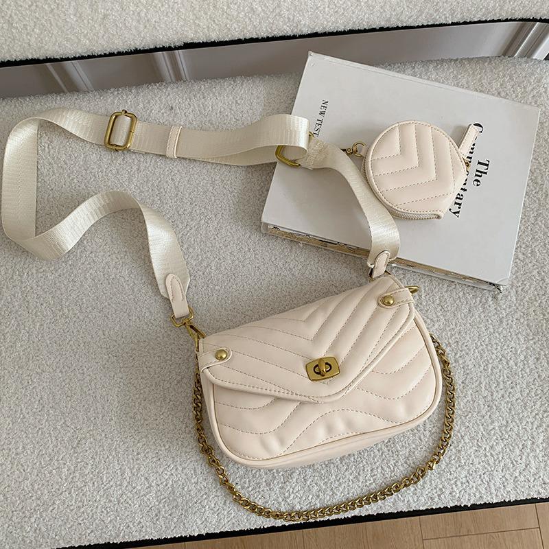 

Trendy Mother-Daughter 2025 New Textured Chain Shoulder Bag - Diamond Lattice Small Square Handbag коричневый