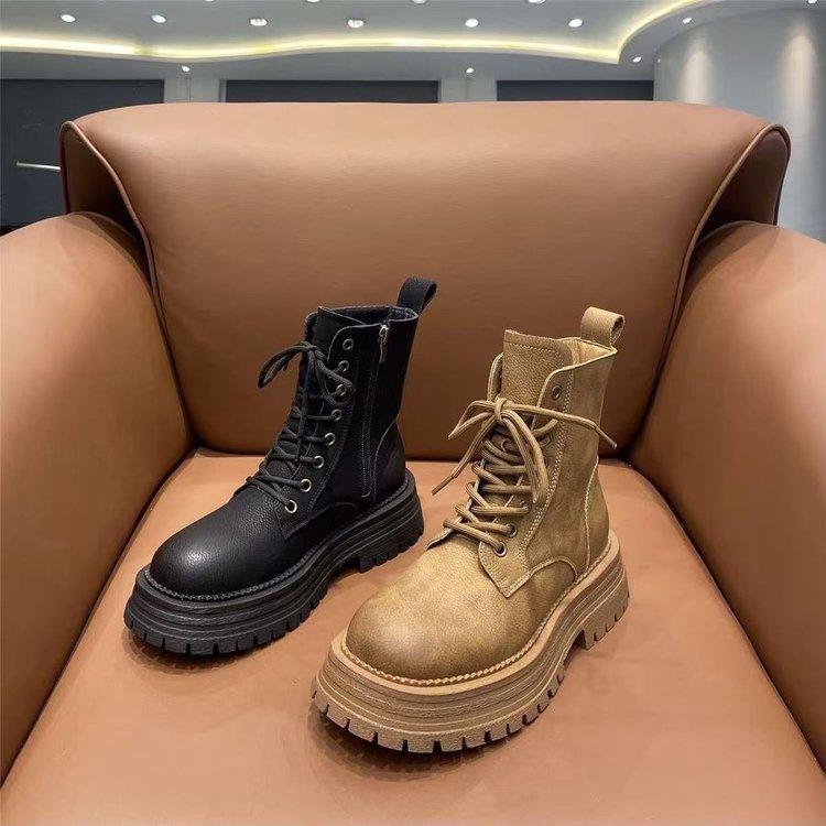 Retro Martin Boots Autumn and Winter Fleece Thickened Autumn and Winter New Locomotive British Style Thick-soled Snow Boots