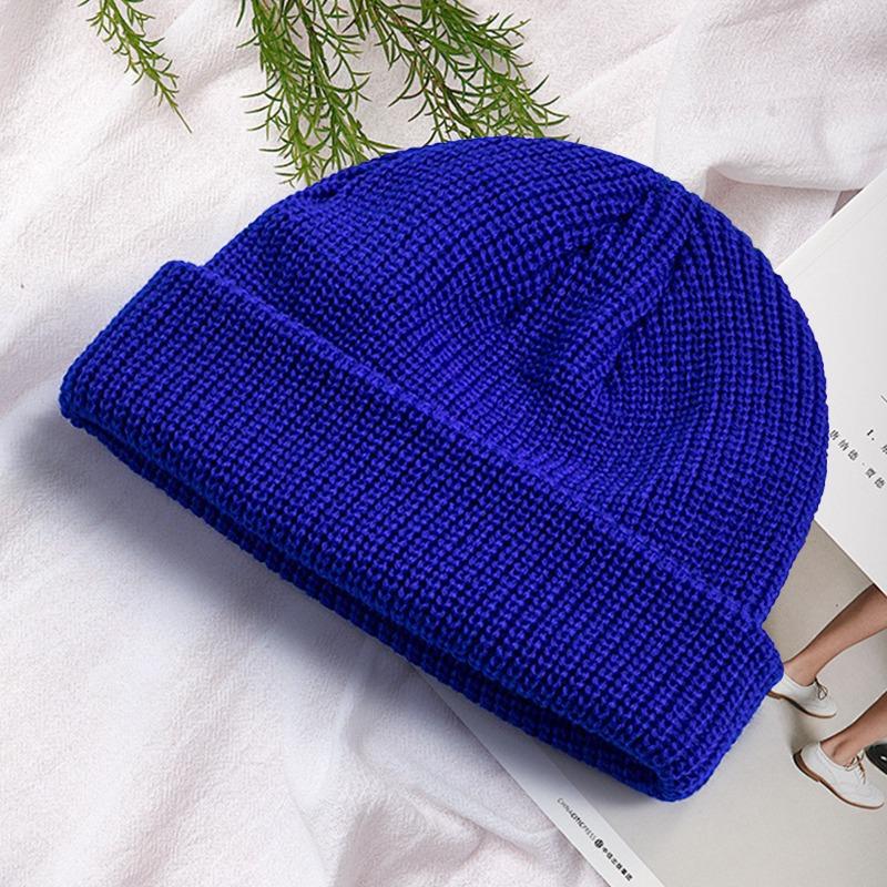 Autumn and winter versatile knitted melon fur hat solid color knitted hat warm damp wool hat