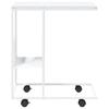 Side Table with Casters White 55 x 36 x 63.5 cm Engineered Wood