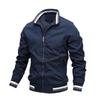 Men's Casual Fleece & Cotton Sports Jacket - Solid Color Spring/Autumn Outerwear