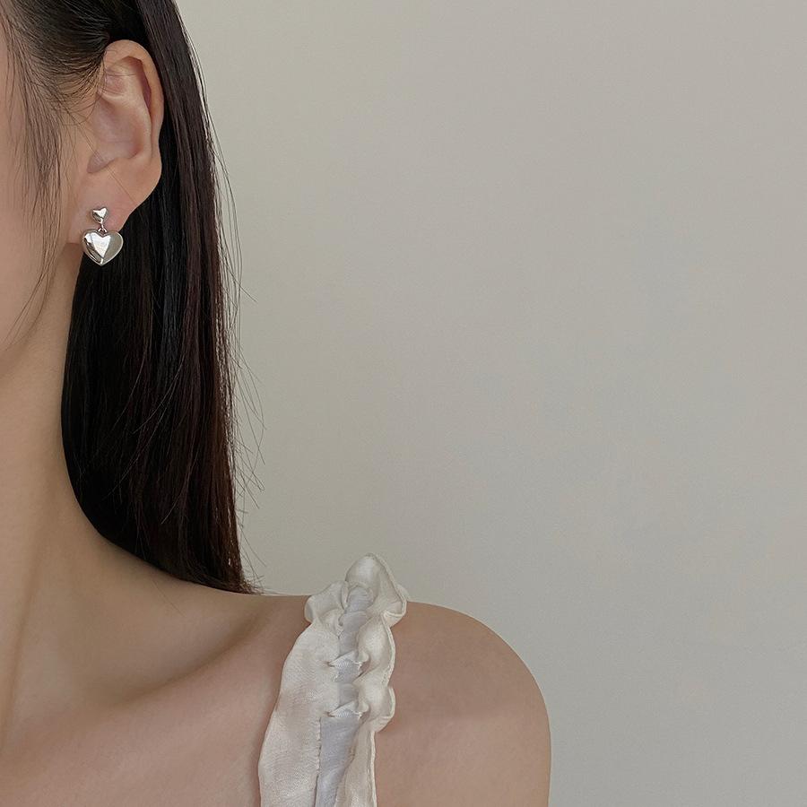 Xiaomi 925 Sterling Silver Vintage Double Heart Earrings For Women Trendy Earring Jewelry Prevent Allergy Party Accessories G