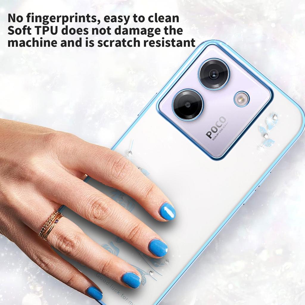 KADEM Für Xiaomi Poco M7 Pro 5G Hülle Blume Strass Dekor Galvanisiertes TPU Handyhülle