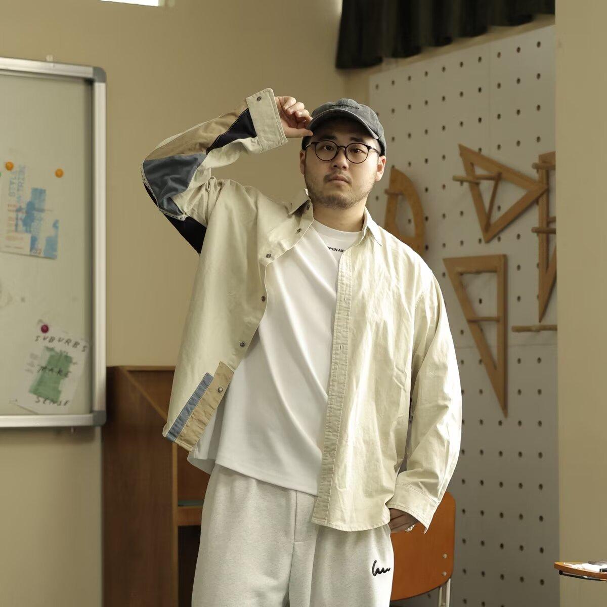 

2024 Весна и осень PU красивое пальто мужское Ins High Street модный бренд Гонконгский стиль японский стиль Харадзюку корейский стиль модная свободная куртка 2XL абрикосовый