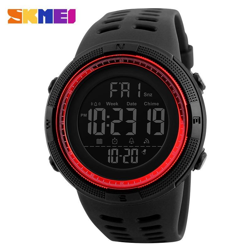 SKMEI Fashion Mens Watch PU Leather Strap 48mm Glass Quartz Water Resistant 30m Casual Business Sport Designer