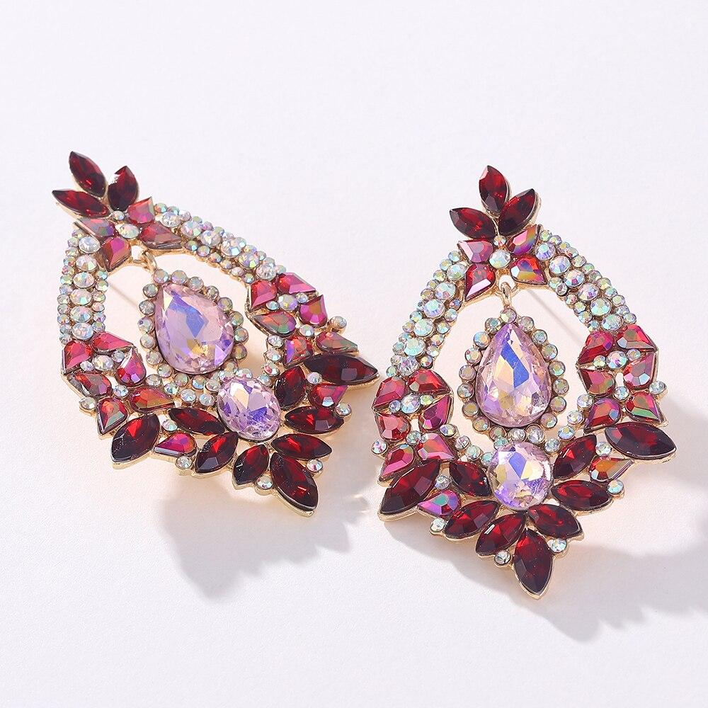 

Pinkdudu модные флэш-4 цвета большие серьги-капли в стиле бохо преувеличенные красочные серьги-подвески со стразами для женщин ювелирные изделия PD781 красный