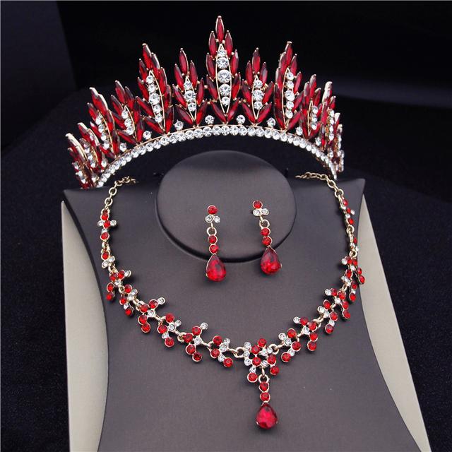 

Комплекты свадебных украшений из кристаллов в стиле барокко для женщин, модные диадемы, короны, свадебное ожерелье, серьги, комплект ювелирных изделий для невесты