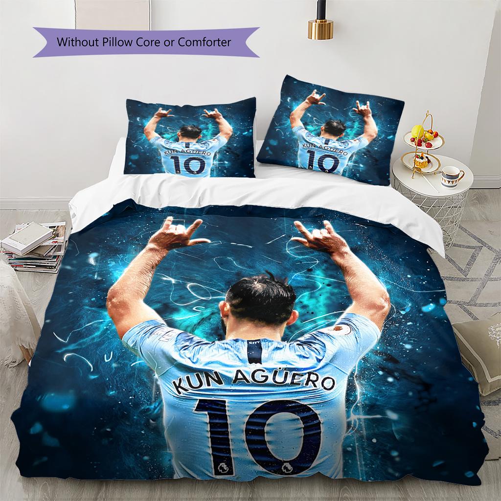 Football Player Background Pattern Bedding Quilt Set Home Decoration Gift (1 * duvet cover + 2 * pillowcase without core)