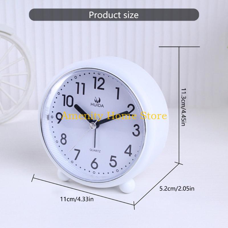 F26C Vintages Styles Alarm Clock 4inch Silents NonTicking Night Lights Feature Battery Operated Decoration for Bedroom or Office
