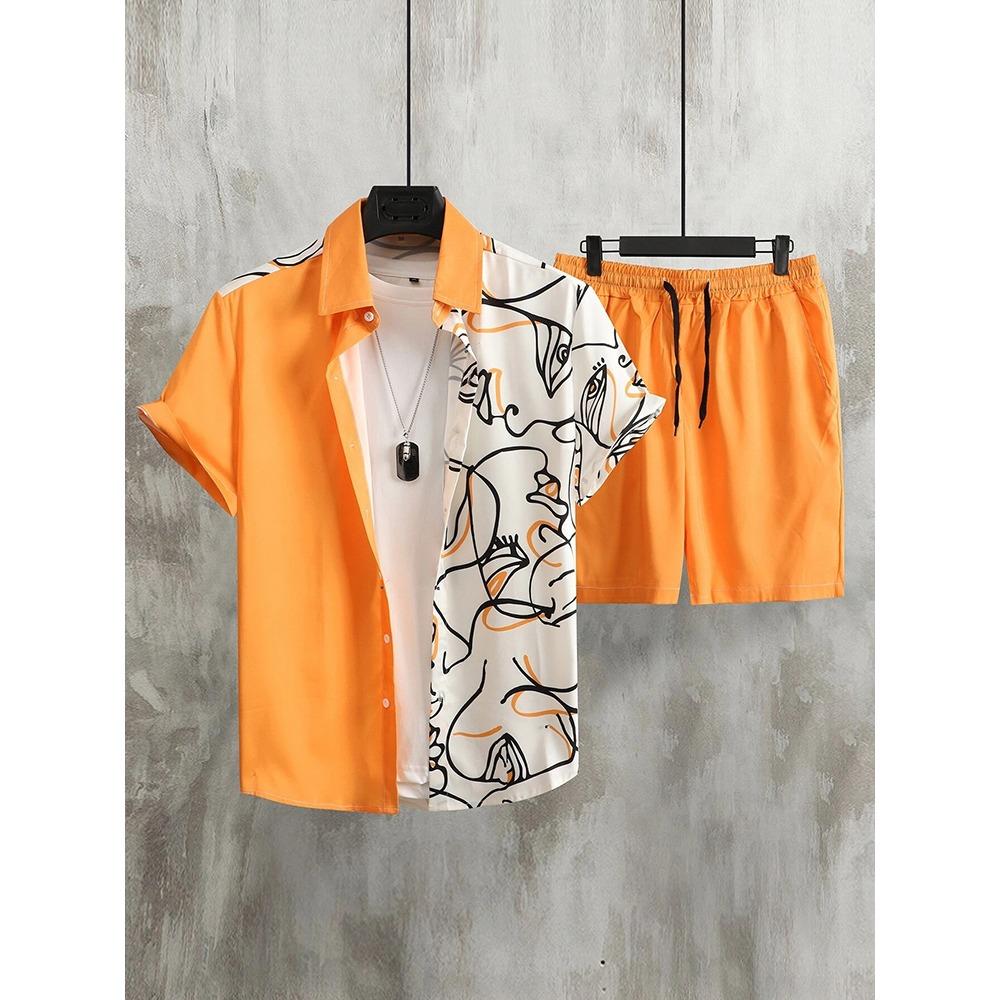 3D Printed Men's Short-sleeved Shirt And Beach Shorts Set Summer Street Fashion Men's Casual Shirt Outdoor Everyday Men's Shorts