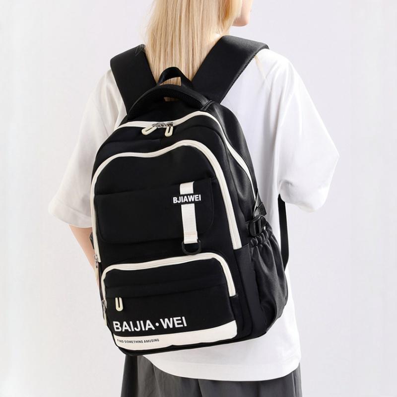 BAIJIAWEI 2024 Summer New Schoolbag High Quality Nylon Waterproof Junior High School Book Bag Lightweight Big Capacity College Student Travel Backpack