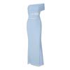 European and American women's clothing summer new fashion shoulder plugging diagonal collar slim splicing mesh perspective royal sister style dress