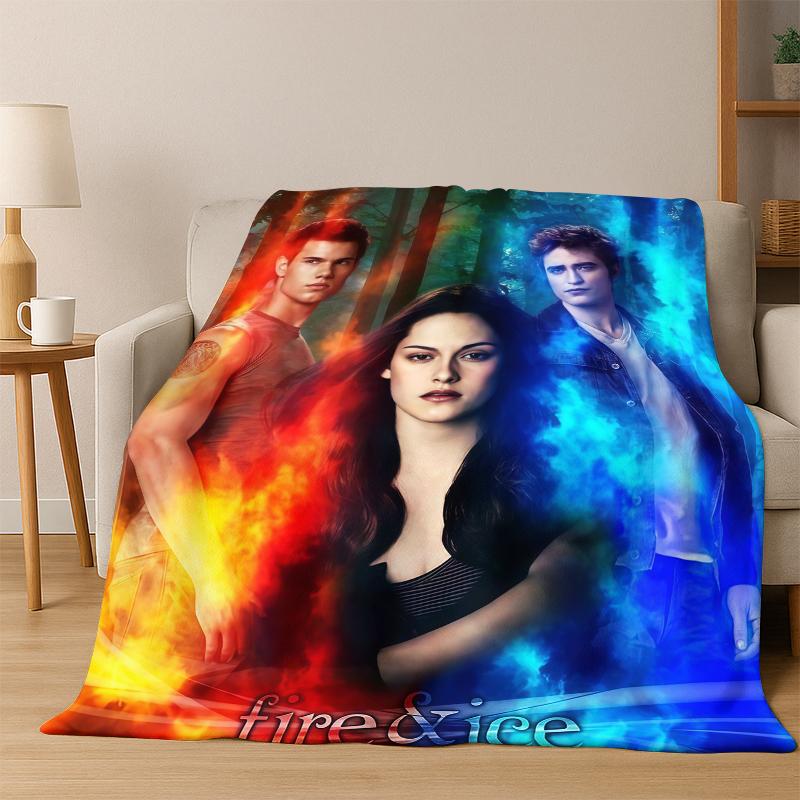 Twilight Saga Edward Bella Flannel Blanket Soft Warm Blanket Throw Blanket for Bedroom Living Room Bed Travel Picnic Gift Kid
