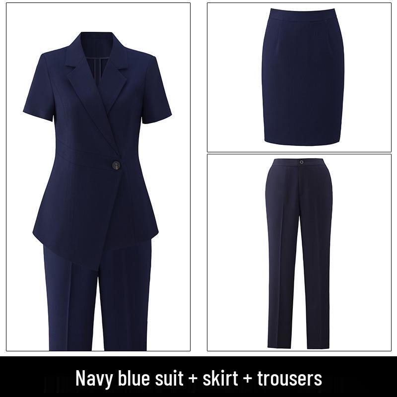 Women's Black Short-Sleeve Suit Jacket – Summer Lightweight, Elegant, Slimming, Professional Wear