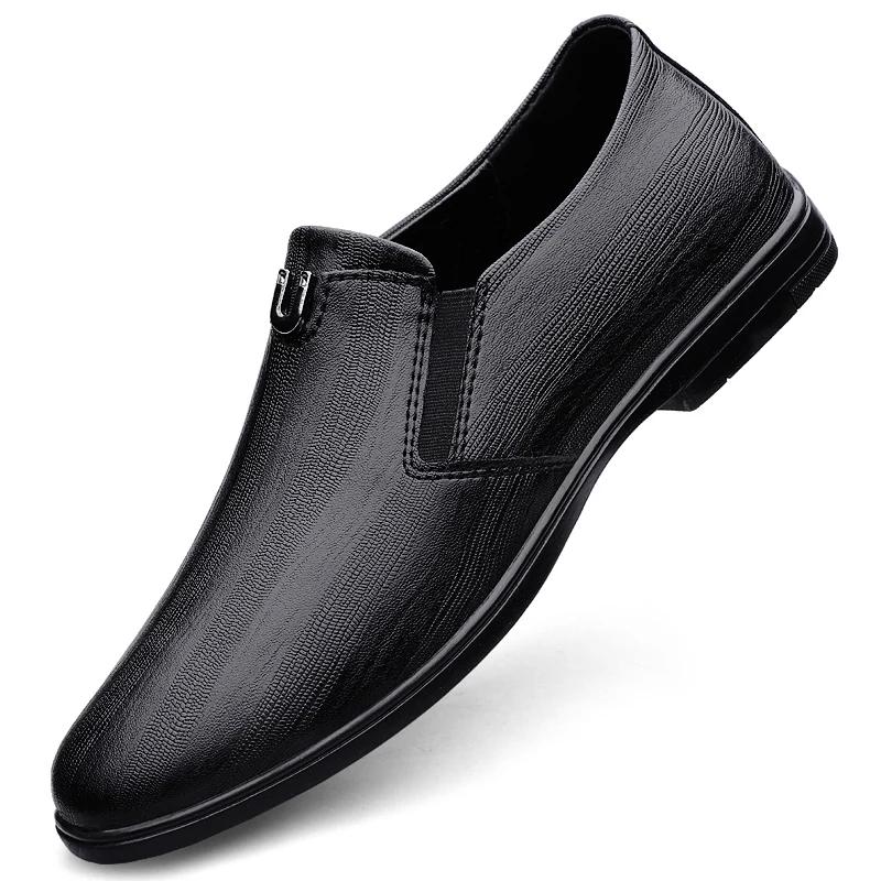 Fashion 2025 New Casual Leather Business Loafers for Men Round Toe Formal Office Wedding Dress Shoes Handmade Slip-On Flat Walking Shoes