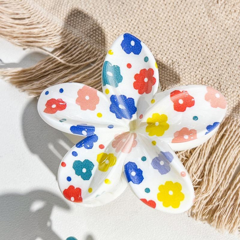 Uv-printed Frangipani HairpinFemale Seaside Vacation Back of The Head HairpinShark Clip