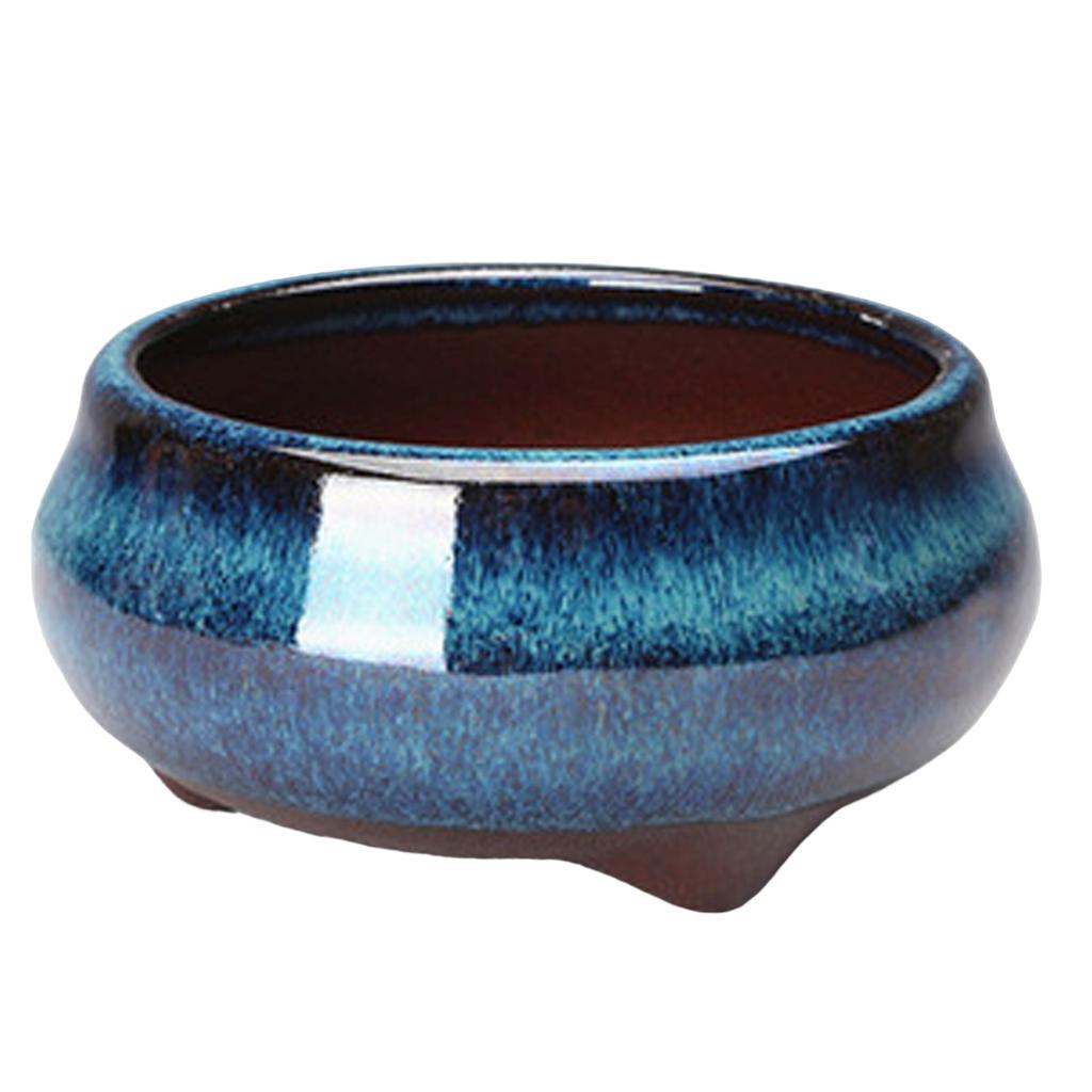 Round Succulent Flower Pot Round Glazed Thick Artistic for Offices Bedrooms Balconies