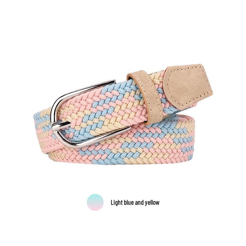 Women’s Punch-Free Elastic Belt: Versatile Canvas with Pin Buckle for Students