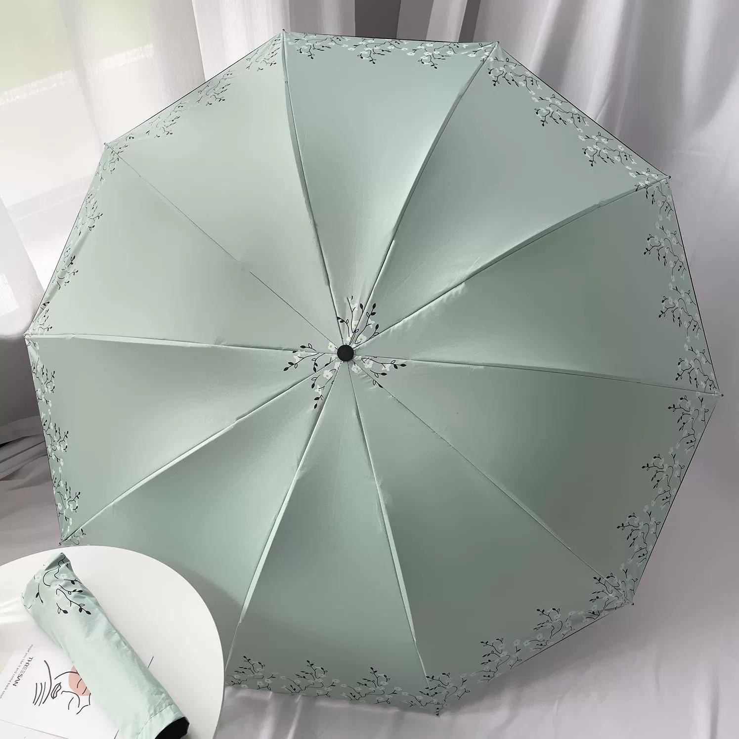 

Большой двойной зонт с десятью костями, маленький свежий зонт от солнца, черный резиновый солнцезащитный козырек, солнечный дождливый день, тройной зонт двойного назначения, женский ручной зонт