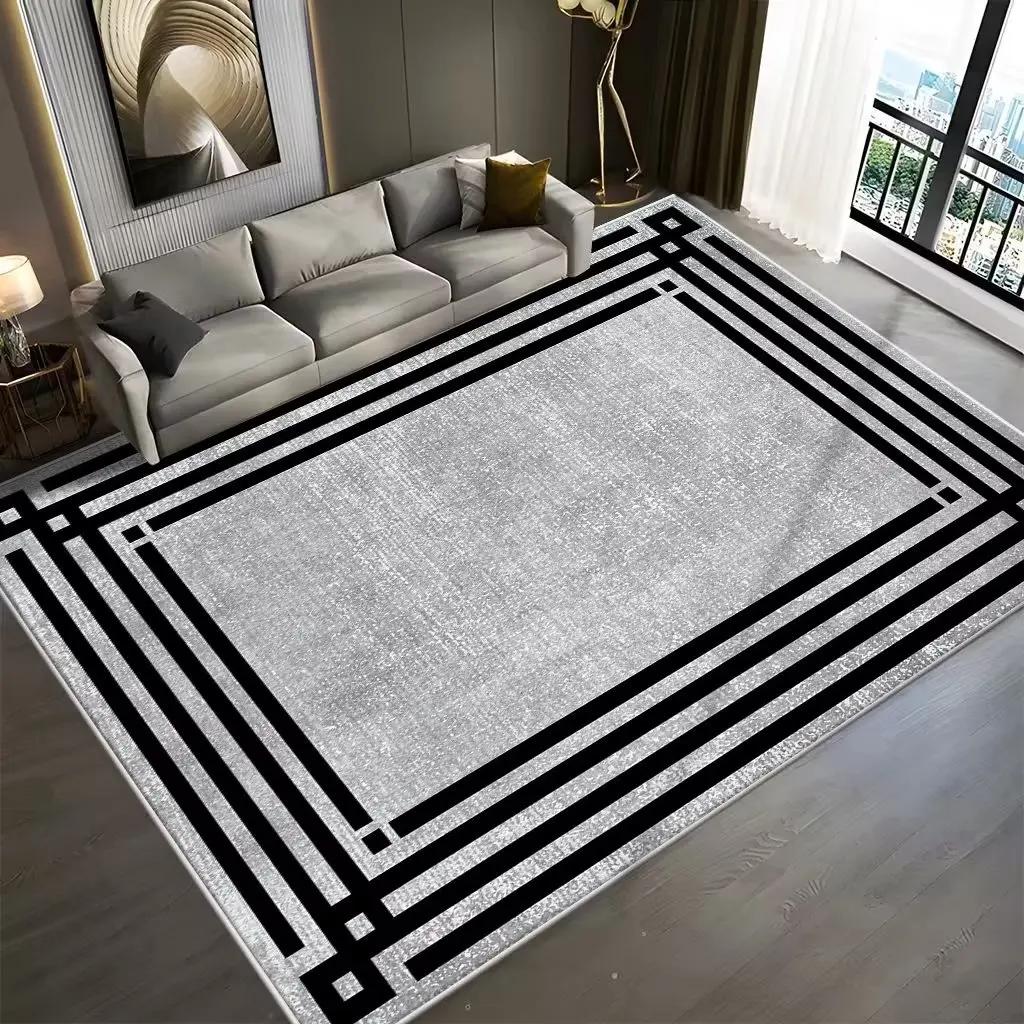 Moderner Teppich im nordischen Stil für Wohnzimmer, graue Schlafzimmerdekoration, großer Flächenteppich, kurze Loungematte aus Plüsch, waschbar, rutschfest
