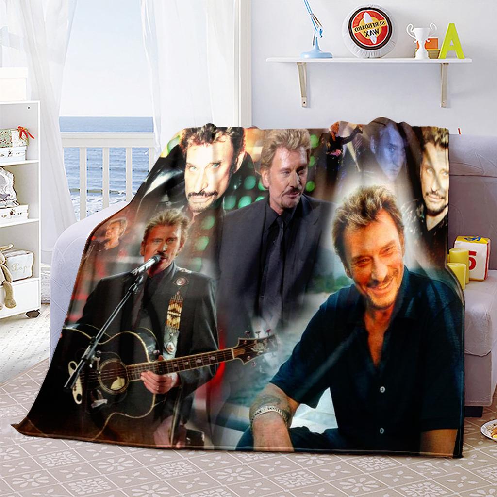 French Legendary Rock Singer and Actor Johnny Hallyday Blanket Soft Home Furnishing Nap Decoration Four Seasons Warm Sherpa Blanket U18