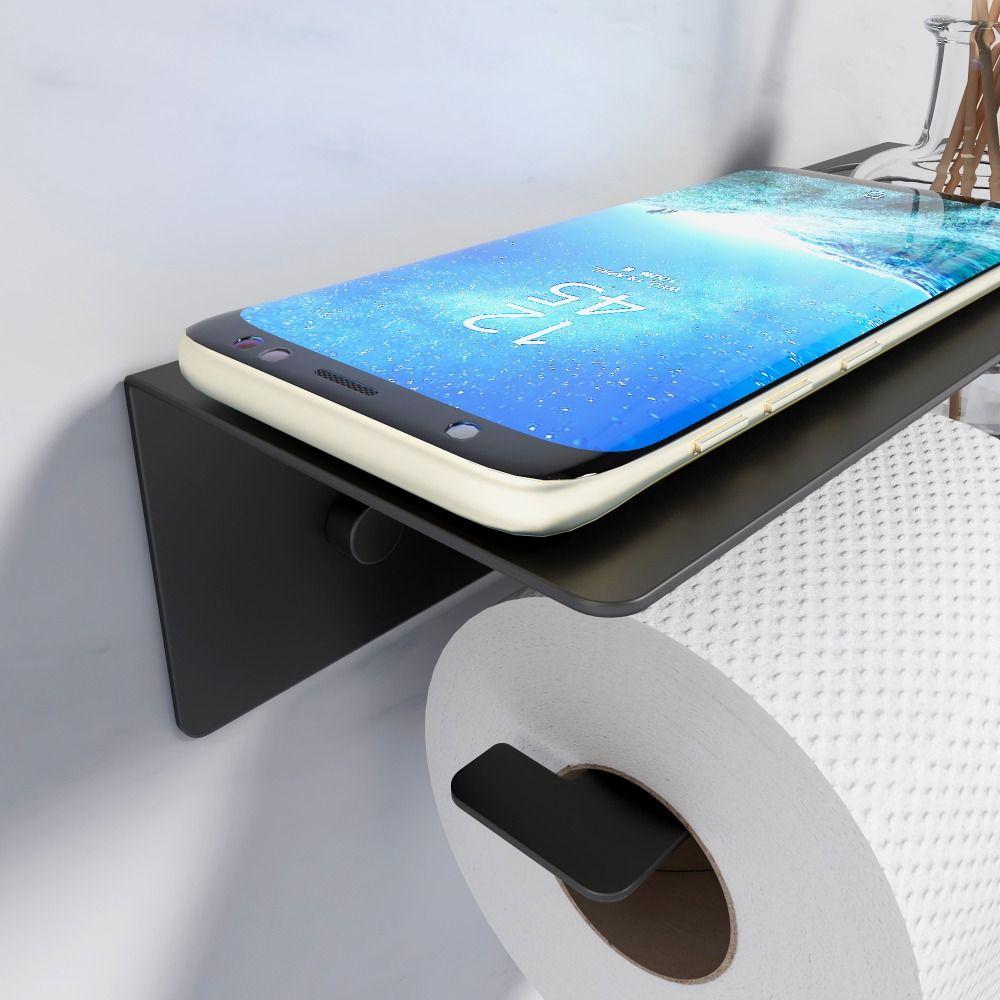 Stal Węglowa Uchwyt na Papier Toaletowy Montowany na Ścianie Wygodny Uchwyt na Rolkę Toaletową Pyłoszczelny Odporny na Wilgoć Stojak na Papier Toaletowy