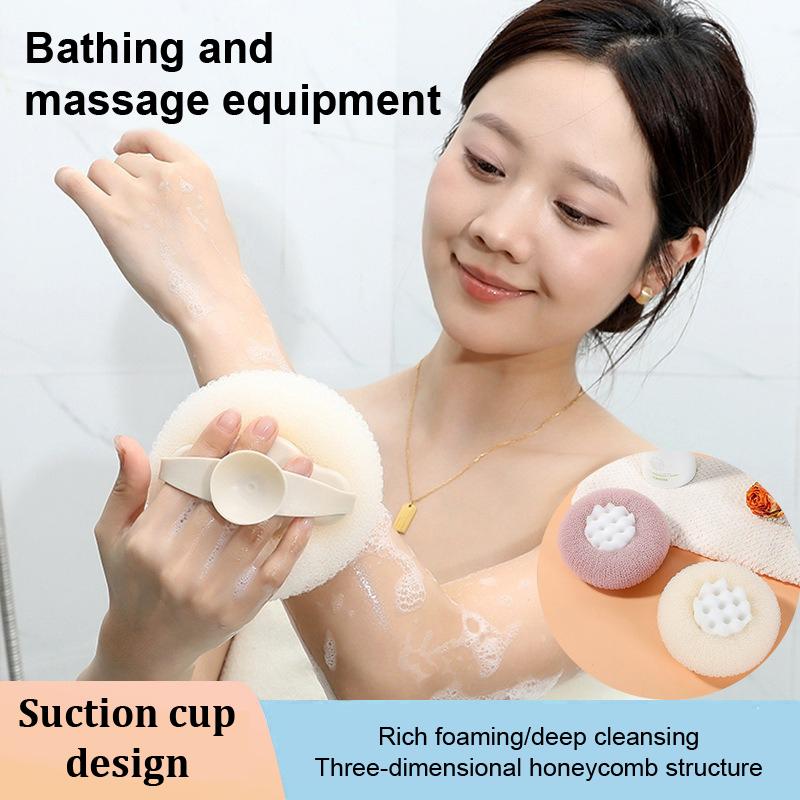 Mesh Bath Sponge Ball With Suction Cup Body Shower Cleaner Massage Bubbler Bathroom Tools