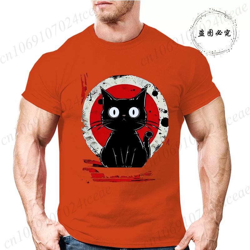 Kawaii Cat Japanese Black Anime Cat Men's T Shirt Tee T-Shirt Kawaii Clothes Shirts for Women Tops Graphic T Shirts Camisetas