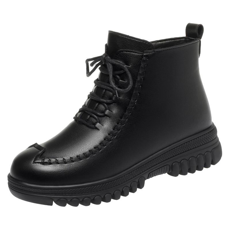 

Martin boots women s velvet platform boots new autumn and winter leather flat leather shoes cotton shoes short boots 40