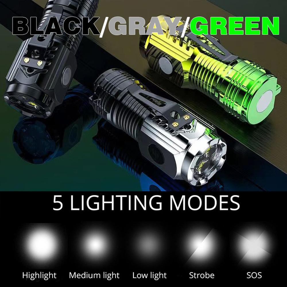 Mini Flashlight Powerful Tactical Flashlight USB Rechargeable Multifunctional Outdoor Waterproof Camping Fishing Hunting Light