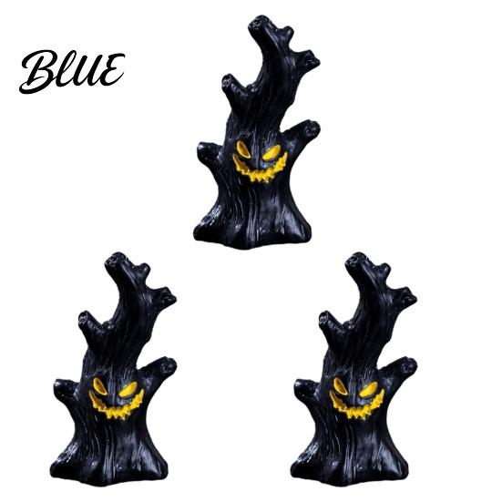 Durable Halloween Figurine 3Pcs Mini Resin Figurines Miniature Pumpkin Ghost Grim Reaper Castle