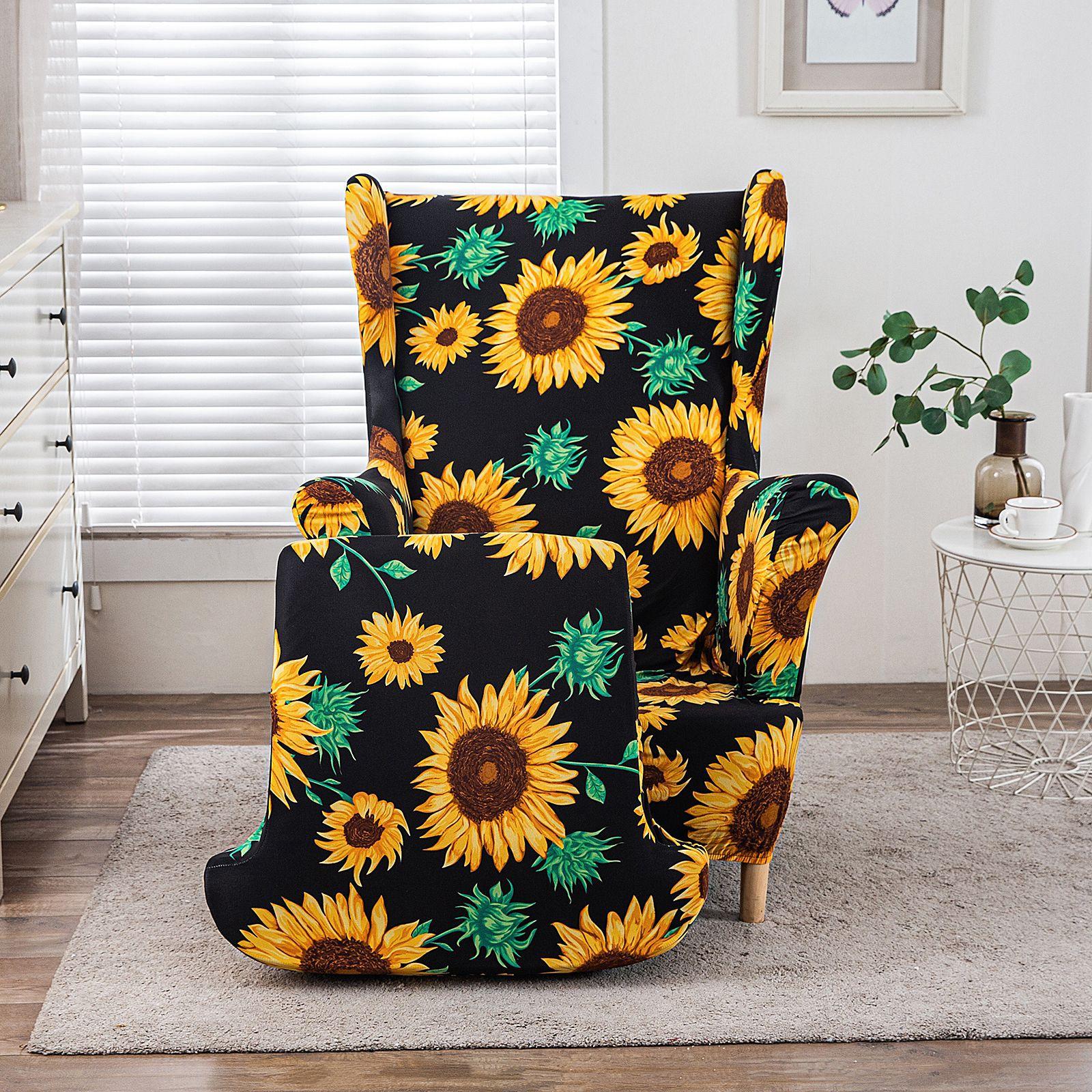 

Four Seasons Printed Wing Back Armrest Chair Cover Household 2-Piece Combination Casual Single Recliner Sofa Cover printed tiger stool