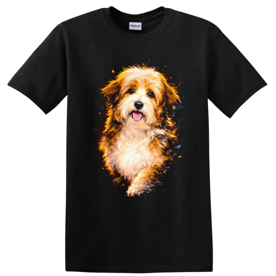 Dog Art T Shirt Cute Puppy Design with Colorful Background Fun Tee