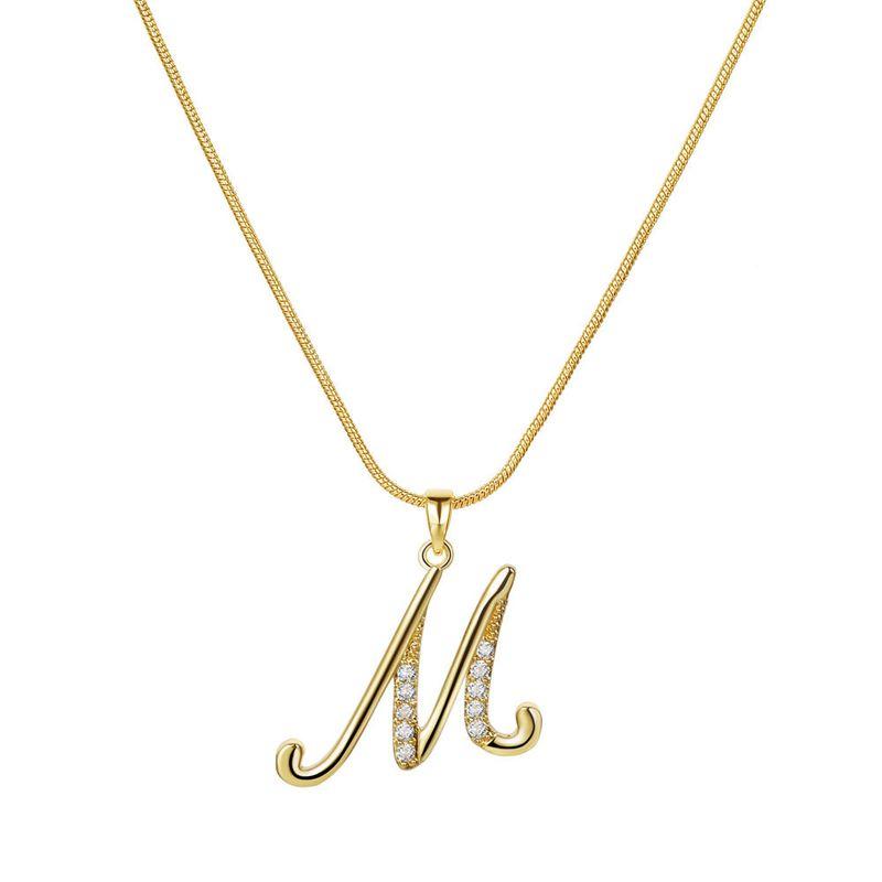 Europe and America Cross Border 26 Letters Copper Inlaid Zircon Snake Chain Necklace Letter Gold Pendant Creative Minimalist Letters
