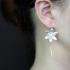 925 Silver Long Flower Earrings Elegant Lady Prevent Allergy Fashion Jewelry New Design