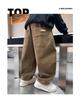 Boys' Fleece-Lined Wide-Leg Overalls for Teens - Trendy Casual Autumn Wear