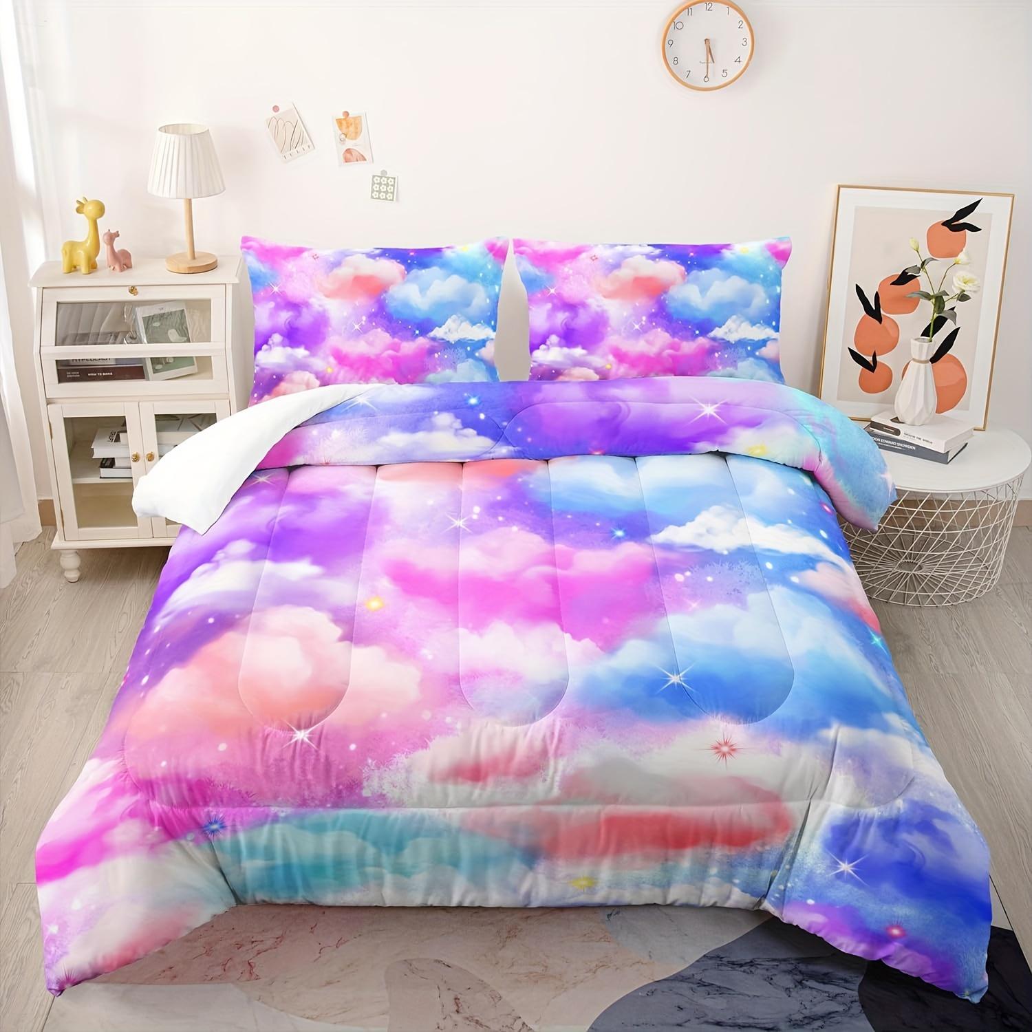 

Cloud Comforter Set Multicolour Clouds Comforter Set Pink Blue Cloud Sky 3D Digital Printing Comforter Bedding Set EU Twin(135x200cm)