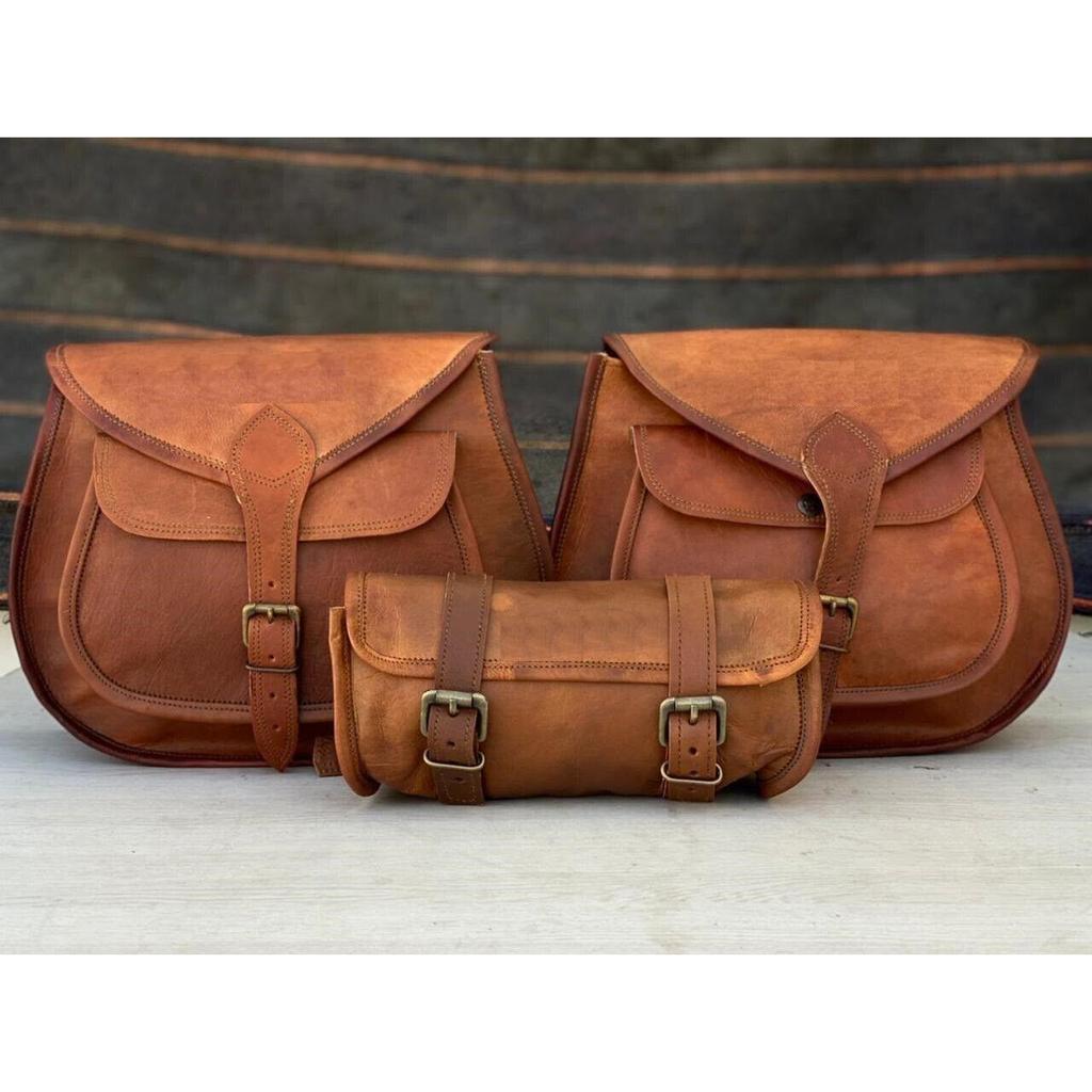 Borse Moto Laterali American Blue Borsa Da Bici In Pelle, Stile