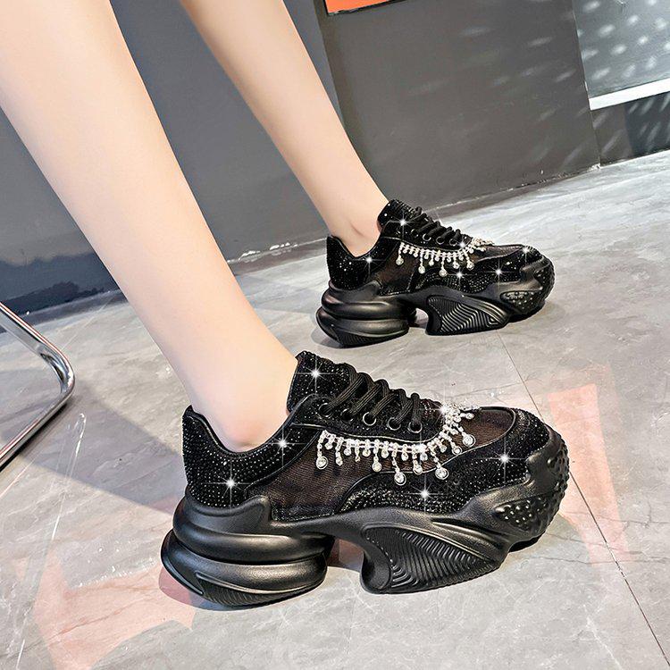 2024 Spring/Summer Mesh Diamond Women's Casual Shoes - Stylish, Breathable, All-Match Sports Sneakers