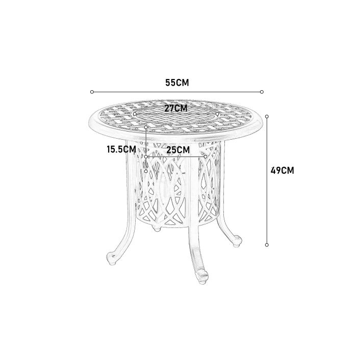Table d'extérieur en aluminium avec seau à glace Table d'appoint en aluminium avec pieds réglables Table basse d'extérieur compacte