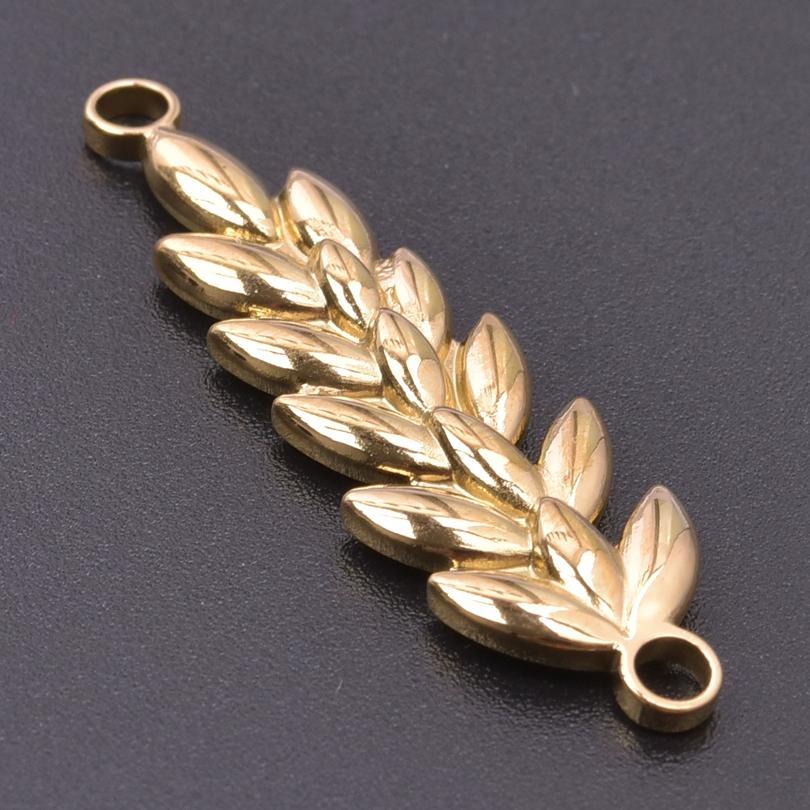 Real Gold Plated Stainless Steel Plant Charms For Jewelry Making Supplies Rose Plum Blossom Leaves 5pcs/Lot Pendant DIY Pendant