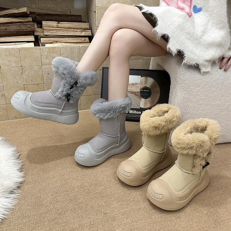 Women's Thick-soled Winter Lightweight Warm Anti Cold Padded Snow Boots Non-slip Wear-resistant Casual Sneakers Cotton Boots