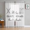 Kitchen Utensils Plaid Tulle Curtains For Living Room Chiffon Voile Sheer Window Curtain For Bedroom