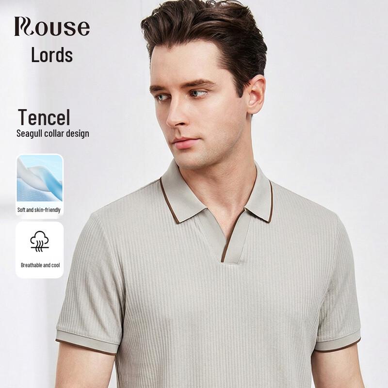 LUOZI Men s Cotton Lyocell Blend Polo Shirt 2XL