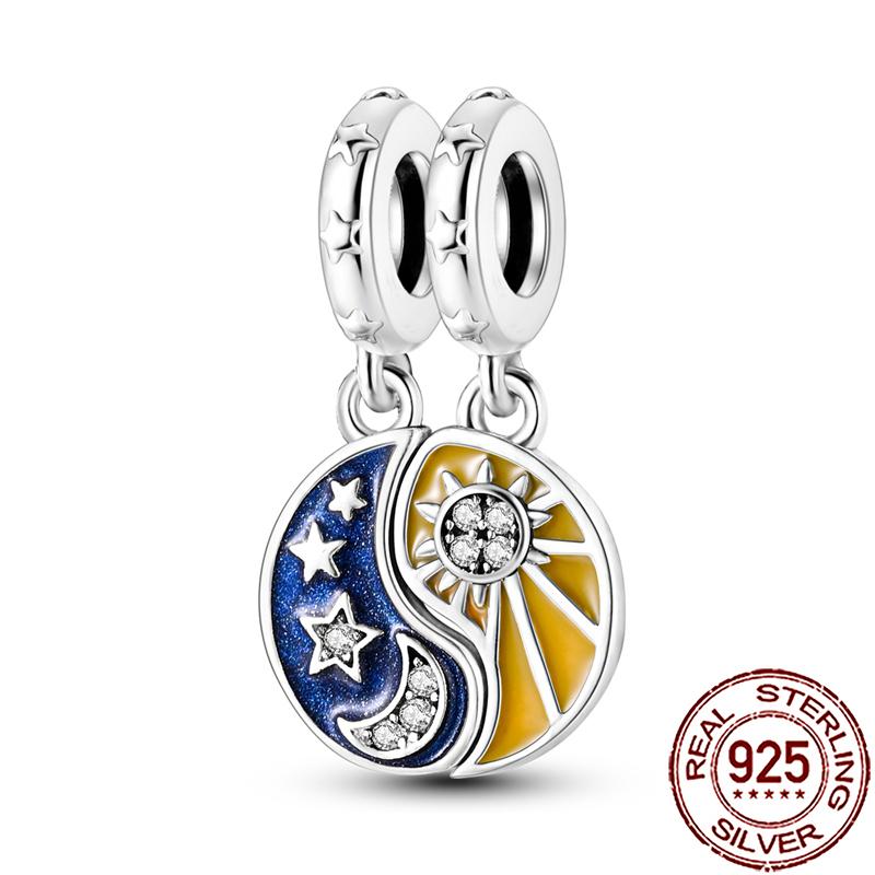 Charms Copper Moon Star Night Sky Galaxy Celestial Dangle Beads Fit Snake Chain Bracelet Necklace Women Diy Jewelry